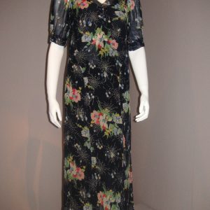 Printed silk dress c1930. Provenance - New Zealand. Darnell Collection.