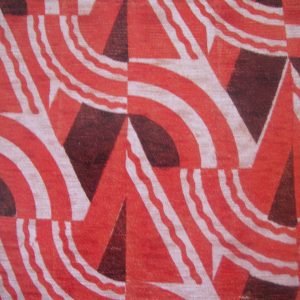Screen printed cotton and rayon. Design by H J Bull for Allan Walton Textiles, London, UK, 1932.