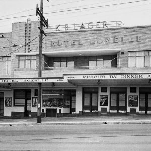 Exterior view of the Hotel Rozelle (for Building Publishing Co) c.1939.